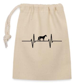 Battement de cœur avec cheval - Sac cadeau en coton avec cordon (14 x 20 cm) - nature - Devant