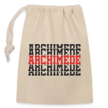 Archimede T-Shirt T-Shirt mit gestapeltem Text Geschenk - Verschließbarer Geschenkbeutel aus Baumwolle (14x20cm) - Natur - Vorne