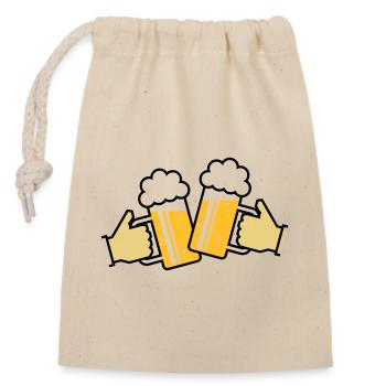 Poignée de main en bavarois / SVG - Sac cadeau en coton avec cordon (14 x 20 cm) - nature - Devant