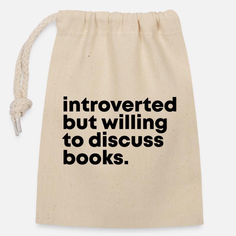 Reading - Closable cotton gift bag (14x20cm) - nature