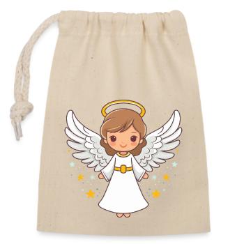 Anges adaptés pour Noël - Sac cadeau en coton avec cordon (14 x 20 cm) - nature - Devant