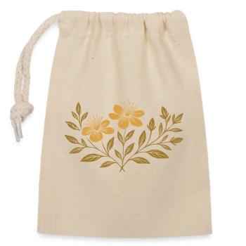 Johanniskraut - Botanisches Design für Mittsommer - Verschließbarer Geschenkbeutel aus Baumwolle (14x20cm) - Natur - Vorne