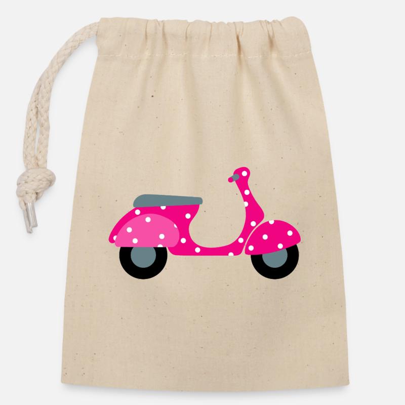 Roller Dots pink Punkte Muster Retro Vintage Fan - Verschließbarer Geschenkbeutel aus Baumwolle (14x20cm) - Natur