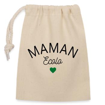 MAMAN ECOLO,Cœur ,Ecologie, Nature,Citation,Phrase - Sac cadeau en coton avec cordon (14 x 20 cm) - nature - Devant