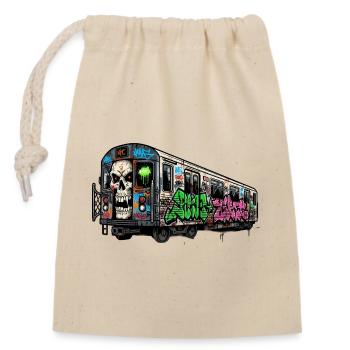 Graffiti traffic branding on subway - Closable cotton gift bag (14x20cm) - nature - Front