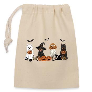 Halloween pour chiens - Sac cadeau en coton avec cordon (14 x 20 cm) - nature - Devant