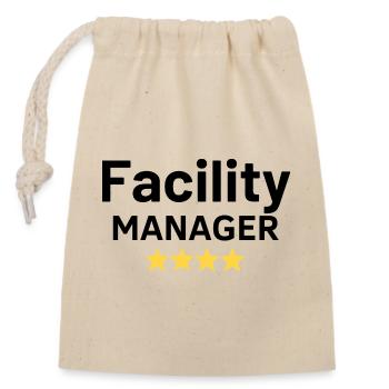 Facility Manager - Verschließbarer Geschenkbeutel aus Baumwolle (14x20cm) - Natur - Vorne