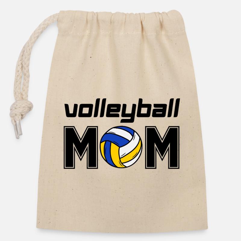 Volleyball-Mom - Verschließbarer Geschenkbeutel aus Baumwolle (14x20cm) - Natur
