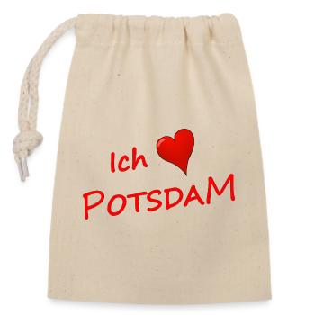 ICH LIEBE POTSDAM - Verschließbarer Geschenkbeutel aus Baumwolle (14x20cm) - Natur - Vorne