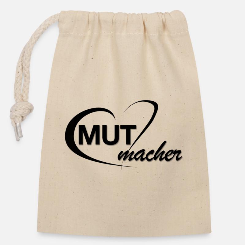 Mutmacher_Logo_schwarz - Sac cadeau en coton avec cordon (14 x 20 cm) - nature