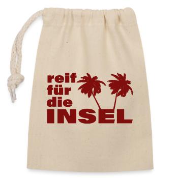 READY FOR THE ISLAND - Closable cotton gift bag (14x20cm) - nature - Front