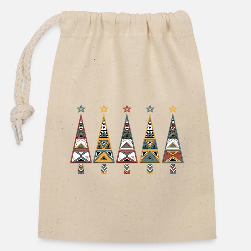 Afrika-Weihnachtsbaum - Verschließbarer Geschenkbeutel aus Baumwolle (14x20cm) - Natur