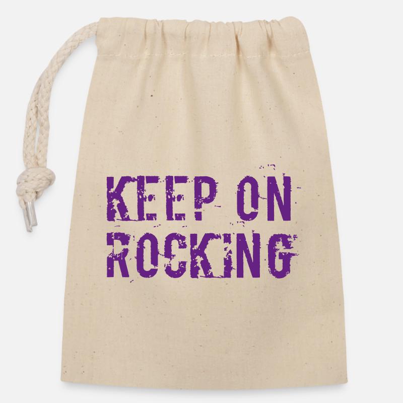 Keep on rocking - Closable cotton gift bag (14x20cm) - nature
