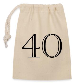40. 40 YEARS. 40th ANNIVERSARY. 40 YEARS ANNIVERSARY. - Closable cotton gift bag (14x20cm) - nature - Front