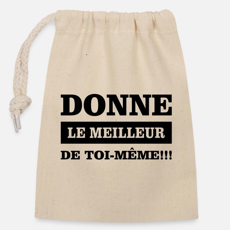 Give your best - Closable cotton gift bag (14x20cm) - nature