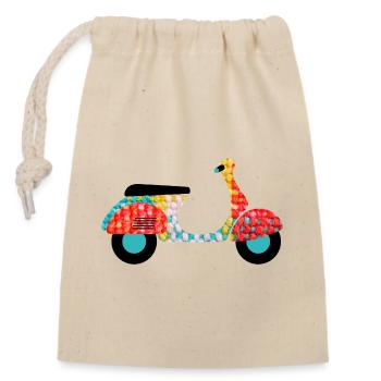 Roller Stoff Vintage Retro Italien Mofa fahren Fan - Verschließbarer Geschenkbeutel aus Baumwolle (14x20cm) - Natur - Vorne