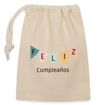 Feliz Cumpleaños Banner-Happy Birthday-Alles Gute - Verschließbarer Geschenkbeutel aus Baumwolle (14x20cm) - Natur - Vorne