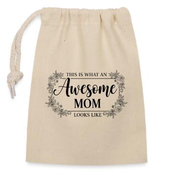 Voilà à quoi ressemble une super maman : cadeau de maman - Sac cadeau en coton avec cordon (14 x 20 cm) - nature - Devant