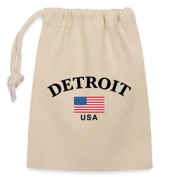 Detroit, USA - Verschließbarer Geschenkbeutel aus Baumwolle (14x20cm) - Natur - Vorne
