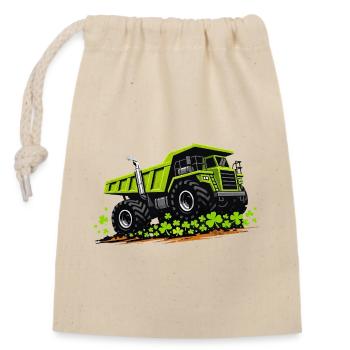 Véhicule de construction de camion-benne de la Saint-Patrick - Sac cadeau en coton avec cordon (14 x 20 cm) - nature - Devant
