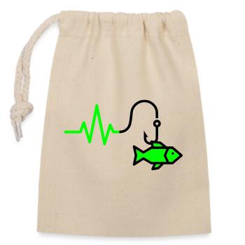 Heartbeat Fish Hook - Closable cotton gift bag (14x20cm) - nature - Front
