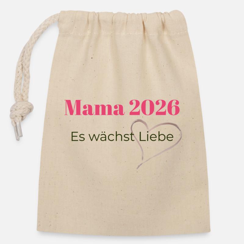 mama_2026 _es_waechst_liebe - Closable cotton gift bag (14x20cm) - nature