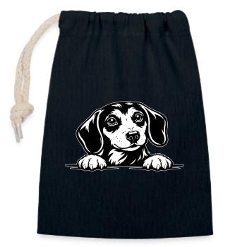 Dackel mit Pfote Portrait - Verschließbarer Geschenkbeutel aus Baumwolle (14x20cm) - Navy - Vorne
