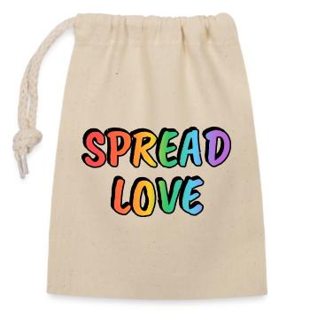 Répand l’amour Texte arc-en-ciel Fierté LGBT - Sac cadeau en coton avec cordon (14 x 20 cm) - nature - Devant