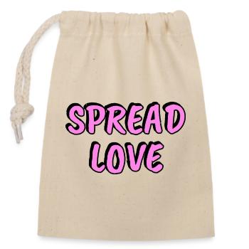 Spread Love — Pink  - Closable cotton gift bag (14x20cm) - nature - Front