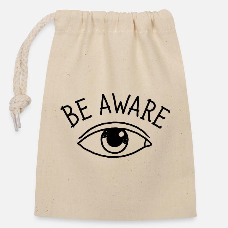 Soyez conscients du design oculaire - Sac cadeau en coton avec cordon (14 x 20 cm) - nature