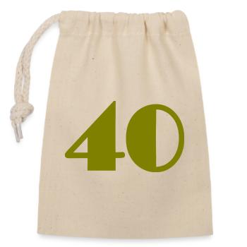 40. 40 YEARS. 40th ANNIVERSARY. 40 YEARS ANNIVERSARY. - Closable cotton gift bag (14x20cm) - nature - Front
