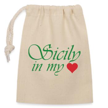Sicily in my Heart - Closable cotton gift bag (14x20cm) - nature - Front