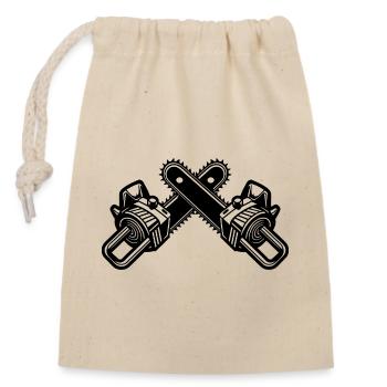 Crossed Chainsaws - Closable cotton gift bag (14x20cm) - nature - Front