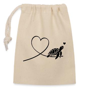 Turtle with Heart Marine Conservation Animal Welfare - Closable cotton gift bag (14x20cm) - nature - Front