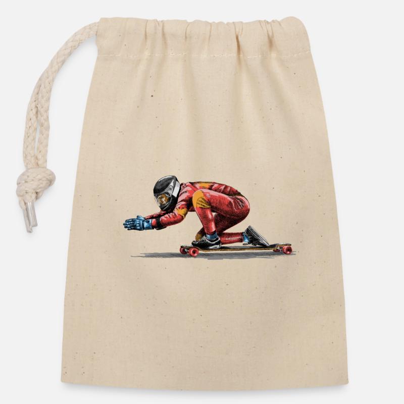 Longboard - Closable cotton gift bag (14x20cm) - nature