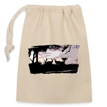 T-shirt cerf & biche personnalisé - Sac cadeau en coton avec cordon (14 x 20 cm) - nature - Devant