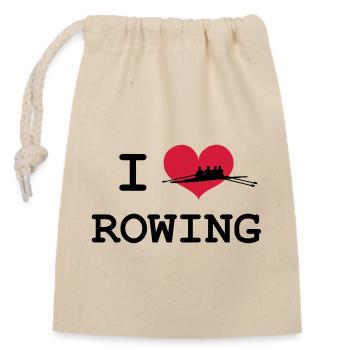 I Love Rowing - Verschließbarer Geschenkbeutel aus Baumwolle (14x20cm) - Natur - Vorne