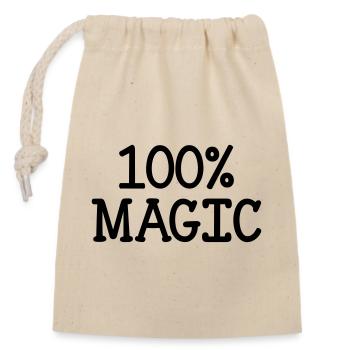 100% Magic - Verschließbarer Geschenkbeutel aus Baumwolle (14x20cm) - Natur - Vorne