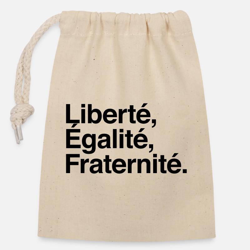 Liberté Egalité Fraternité - Devise République - Sac cadeau en coton avec cordon (14 x 20 cm) - nature