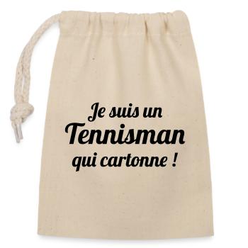 Tennis - Sport - Ball - Player - Game - Sportsman - Closable cotton gift bag (14x20cm) - nature - Front