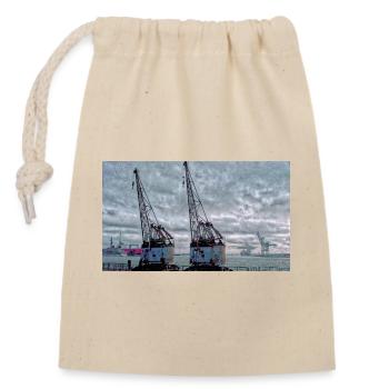 Hamburg Hafen Hafenromantik mit alte rostige Kräne - Verschließbarer Geschenkbeutel aus Baumwolle (14x20cm) - Natur - Vorne