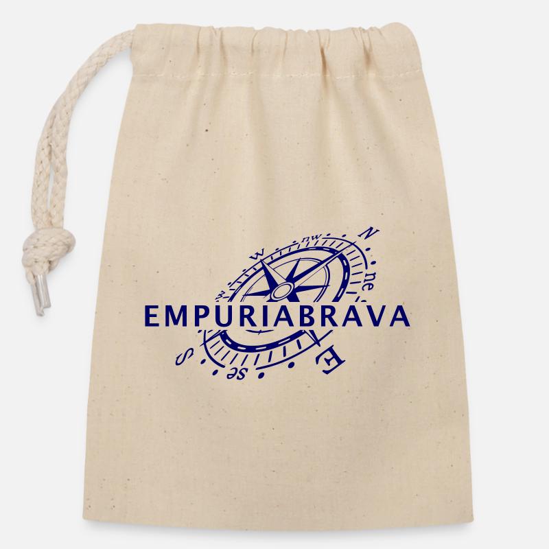 Windrose Empuriabrava - Verschließbarer Geschenkbeutel aus Baumwolle (14x20cm) - Natur