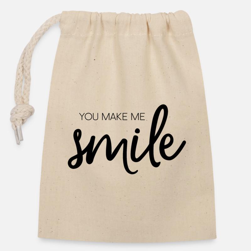 You Make Me Smile - Verschließbarer Geschenkbeutel aus Baumwolle (14x20cm) - Natur