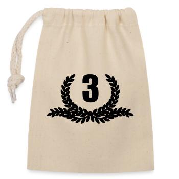 Lauwerkrans 03 YEARS - Closable cotton gift bag (14x20cm) - nature - Front