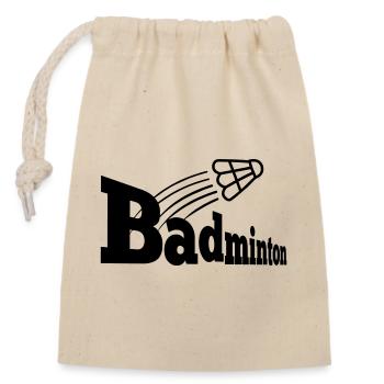 Bagminton-Perspektive mit Shuttle - Verschließbarer Geschenkbeutel aus Baumwolle (14x20cm) - Natur - Vorne