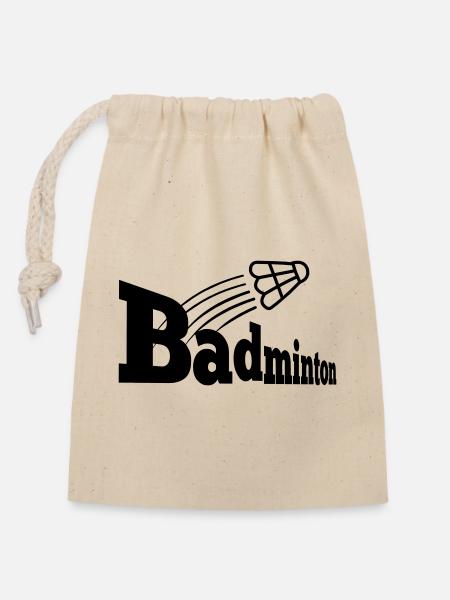 Bagminton-Perspektive mit Shuttle - Verschließbarer Geschenkbeutel aus Baumwolle (14x20cm) - Natur