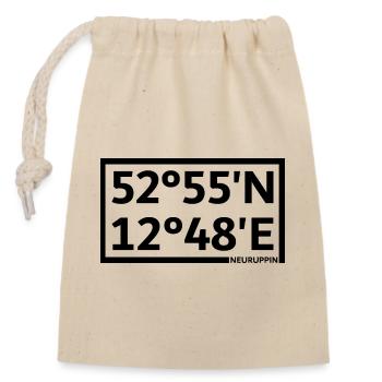 Neuruppin coordinates - Closable cotton gift bag (14x20cm) - nature - Front
