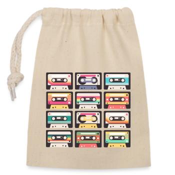 80s 90s Cassette Mixtape Retro Funny - Closable cotton gift bag (14x20cm) - nature - Front