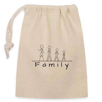 Famille de figurines en bâton - Sac cadeau en coton avec cordon (14 x 20 cm) - nature - Devant