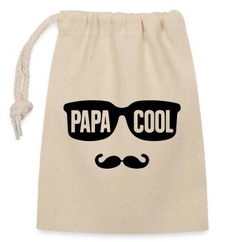 cadeau papa Minimaliste : 'Papa Cool' - Sac cadeau en coton avec cordon (14 x 20 cm) - nature - Devant